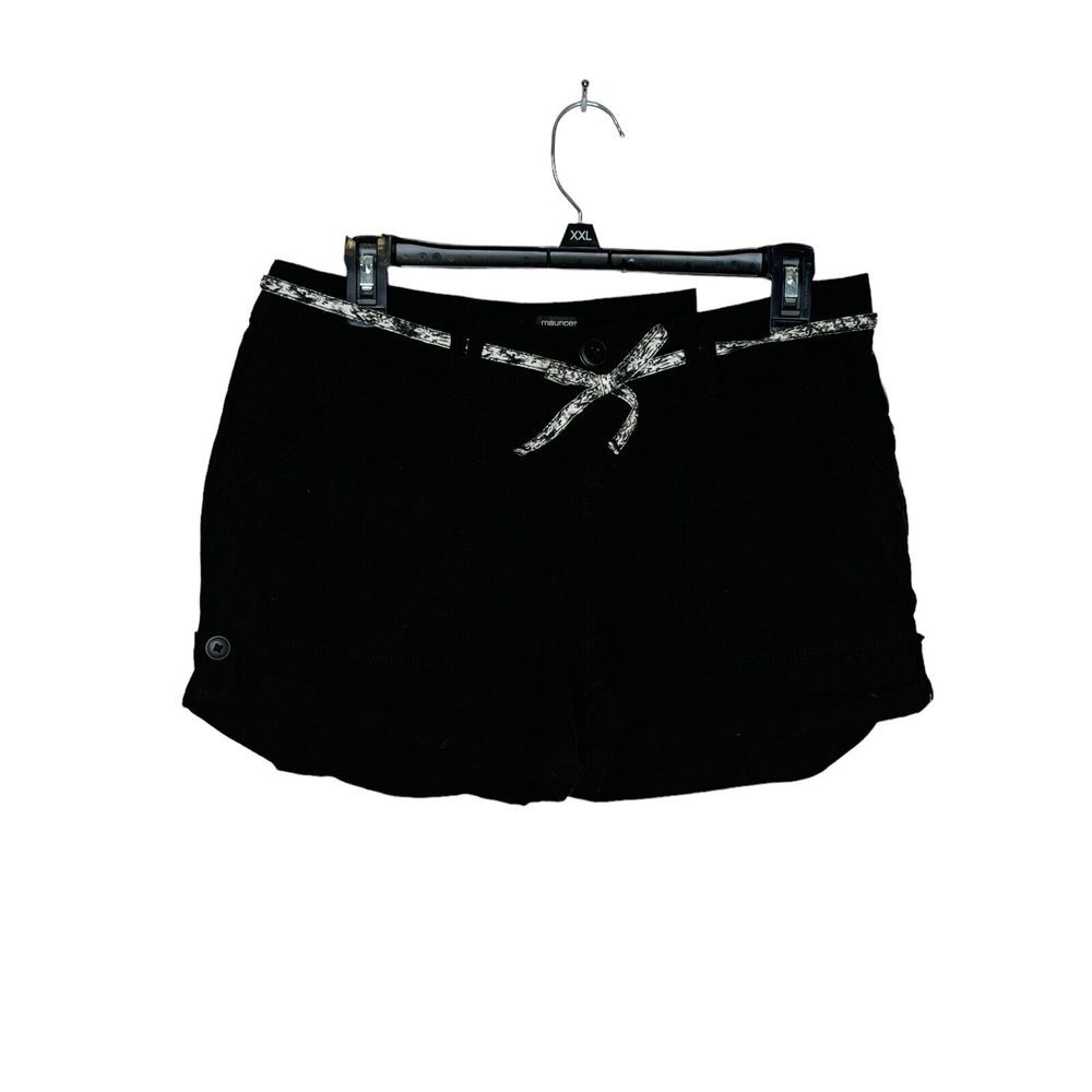 Maurices Women's Shorts Mid-Rise Belted Tie Waist Linen Blend Black Junior NWT